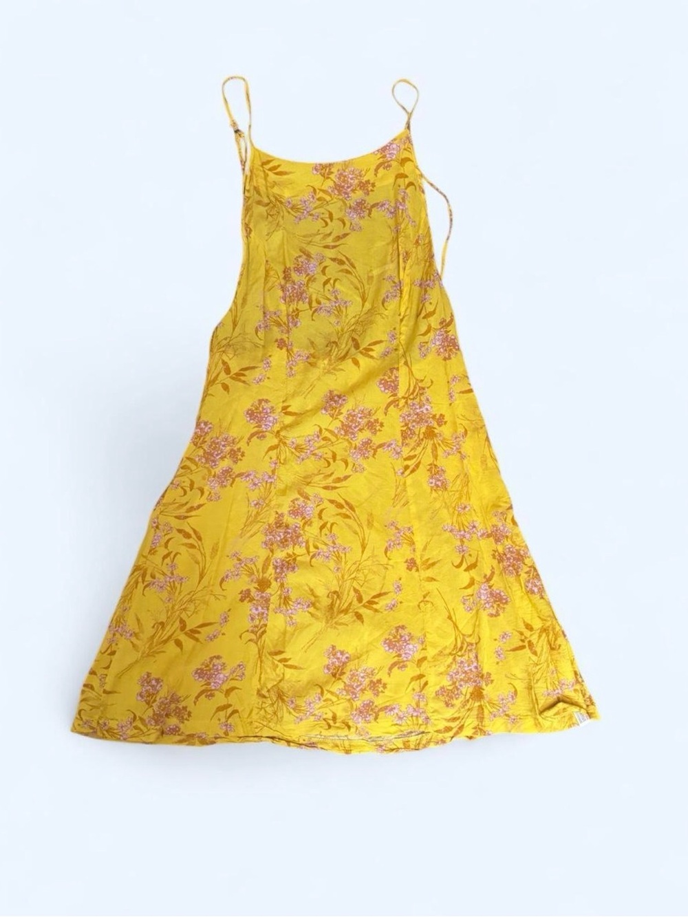 Free People Yellow Floral Slip Dress with Pink Accents